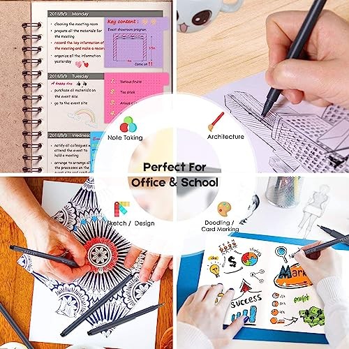 0.38mm Ink Pens Fine Point Smooth Writing Pens for 1 Count (Pack of 18) Black