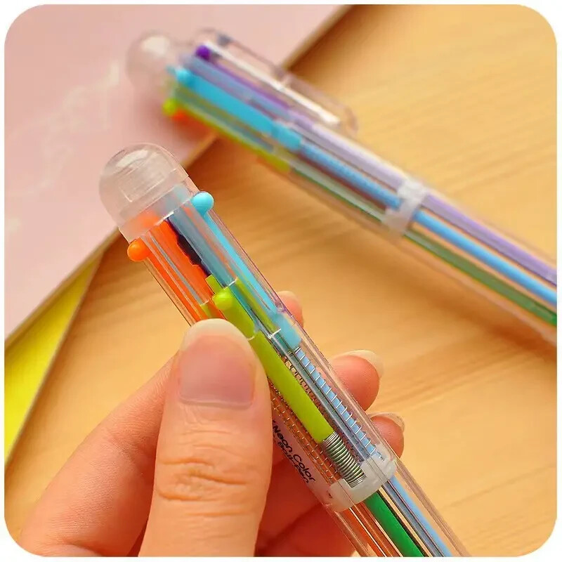 5X Ballpoint Pen Multi-color 6 in 1 Party Favors Teacher School Kids Office A4