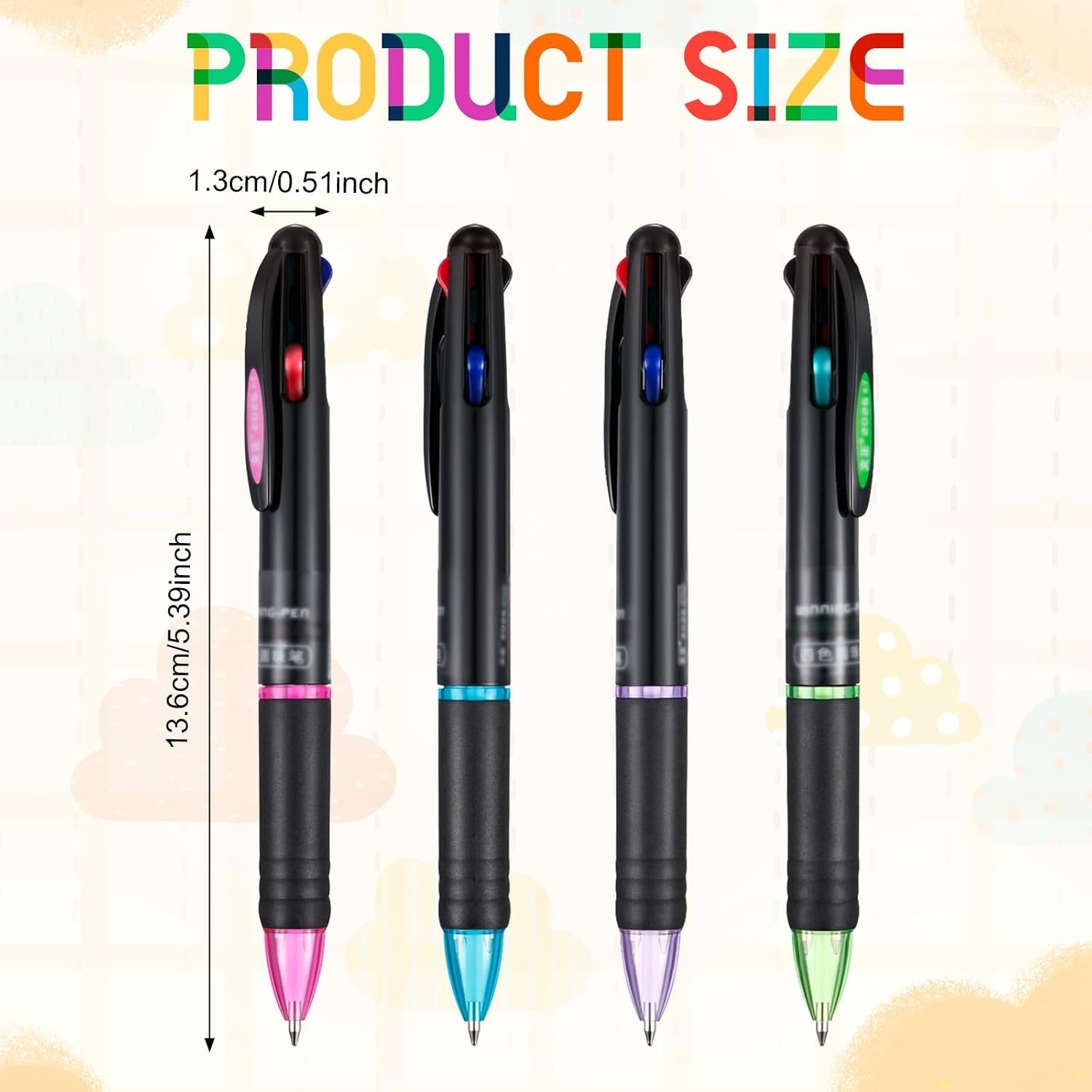 Pro 4-in-1 Ballpoint Pens: 192 Bulk Pack, 0.7mm Multicolor Gel Ink, Office Es…