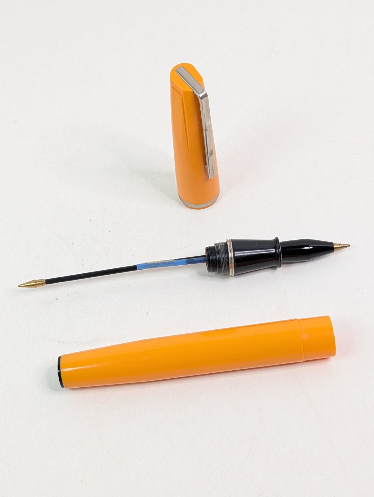 Large Oversized Jumbo 9″ Orange Ball Point Pen Novelty Gag Office Italy Vintage