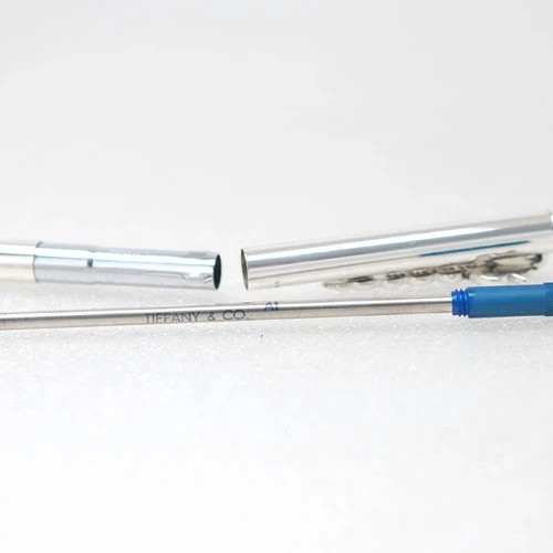 Tiffany & Co Caduceus Medical Ballpoint Pen Silver Blue Ink w/ Pouch