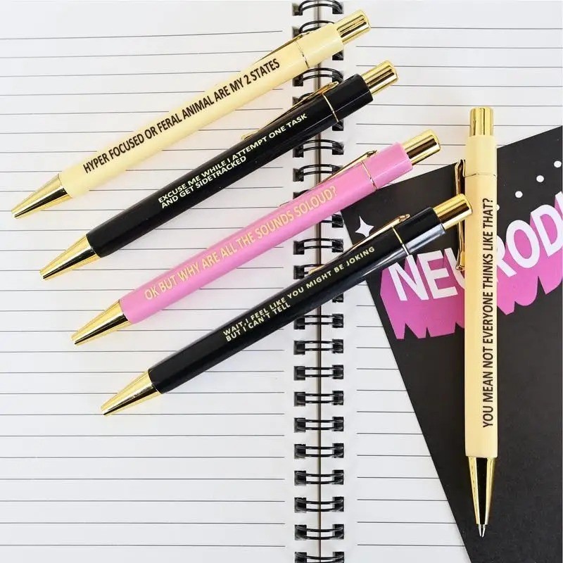 Cute Ballpoint Pens Portable 0.5mm Nib Pens 5x Humorous Stationery Lightweight