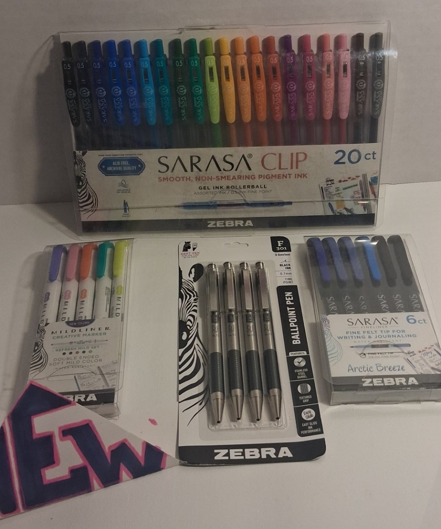 Huge Lot Art 🎨 Zebra Sarasa 20 Gel Pens, mildliner Zebra 301 Total 35 Pens 🐸
