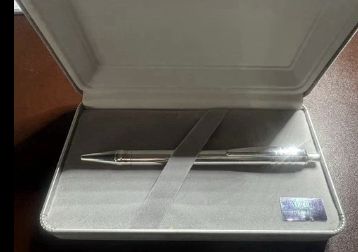 UNOARGENTO Sterling Silver 925 Solid Ballpoint Pen With Engraved Clip