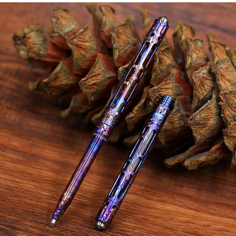 Mini Titanium Ballpoint Pen Handmade Signature Writing Pen Keychain Portable EDC