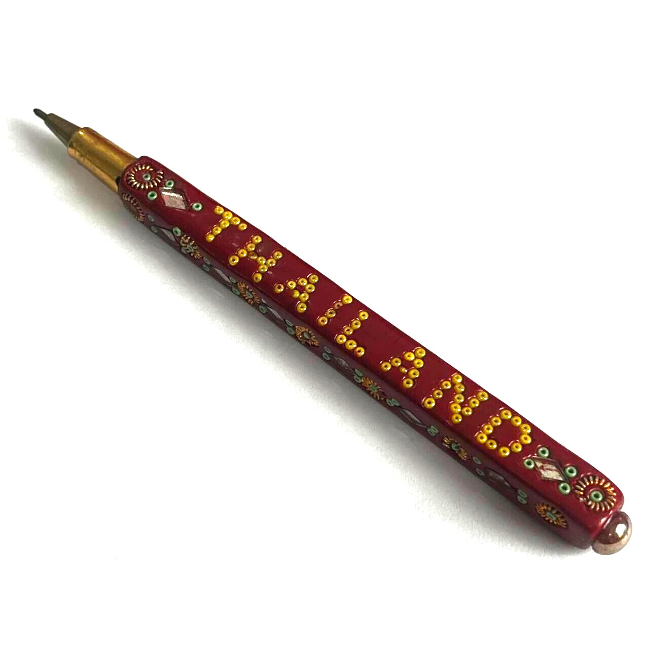 Vintage Rare Bangkok Handmade Beaded and Diamond cut mirrored Ballpoint Pen