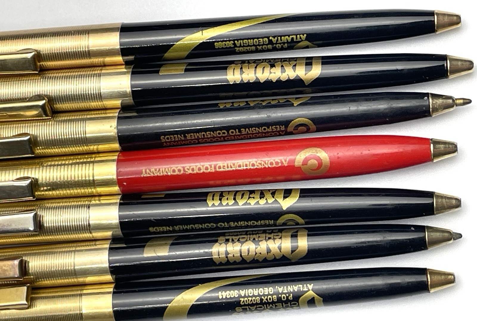 Vintage Oxford Chemical Company Logo Ballpoint Pens Lot of 7 INK IS DRIED OUT
