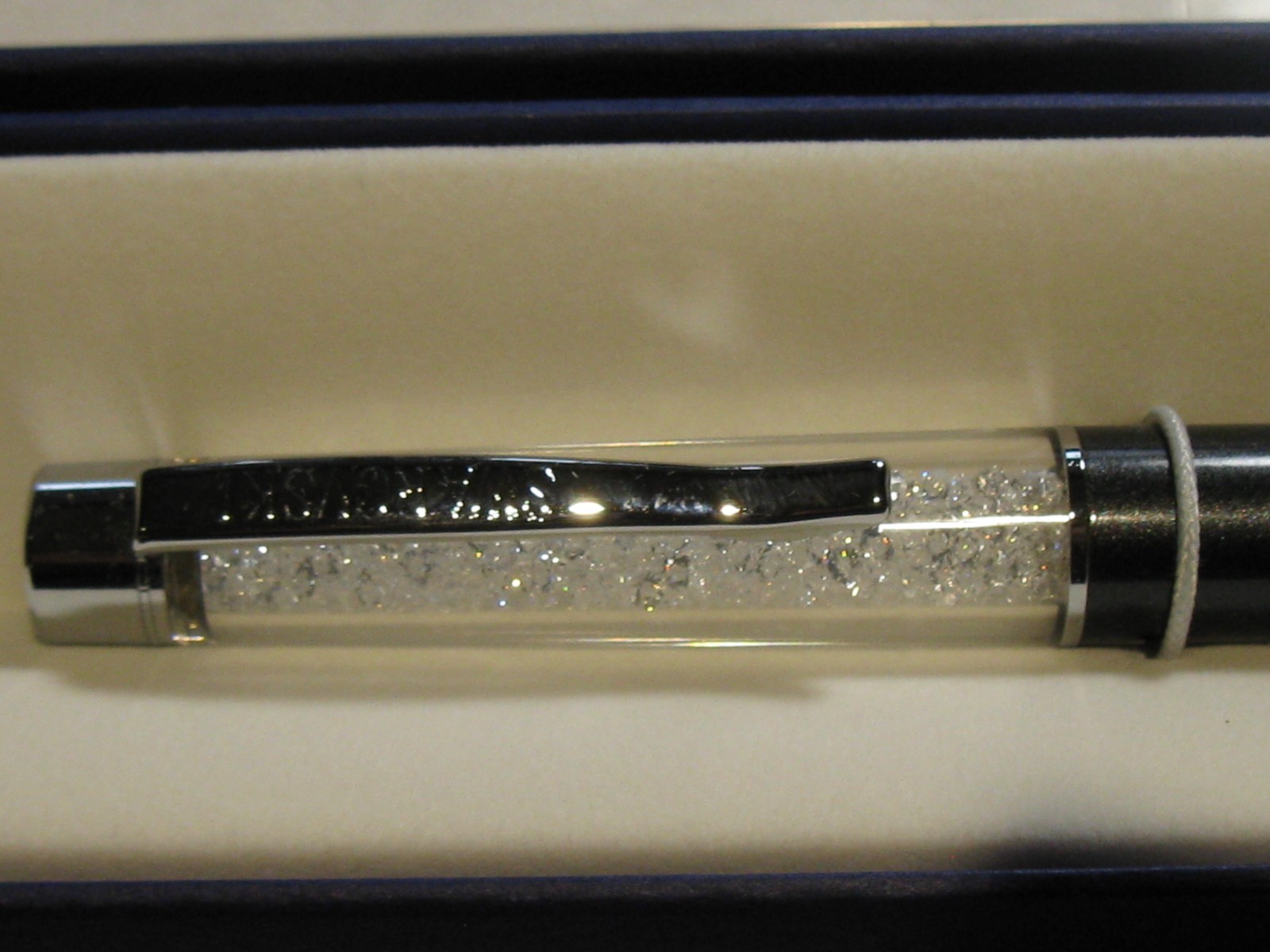 New Swarovski Black / Chrome Crystals Crystalline Ball Point Pen In Boxes