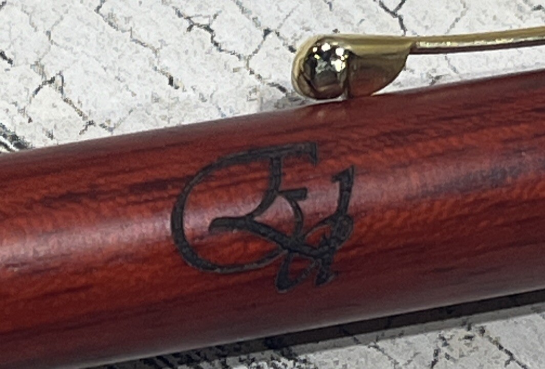 Vintage Joie de Vivre Ball Point Pen Wooden Design Gold Trim Works