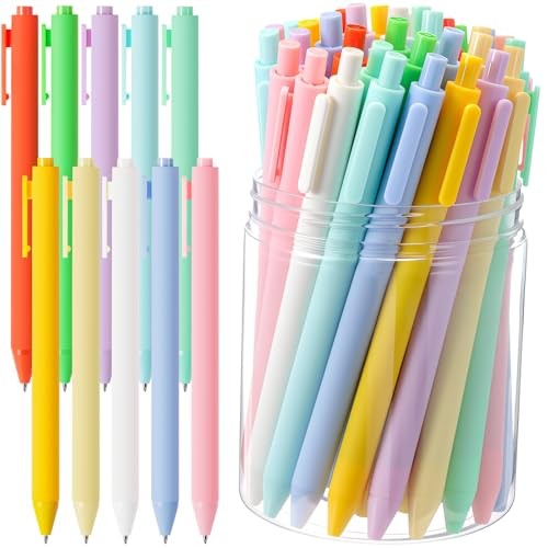 Pcs Gel Ink Pens Bulk, Black Ink 0.5mm Fine Point Retractable Pen 100 Macaron