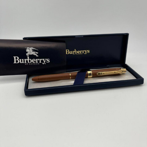 Vintage Burberrys Brown × Gold Ballpoint Pen [VG] BURBERRY Limited From JAPAN