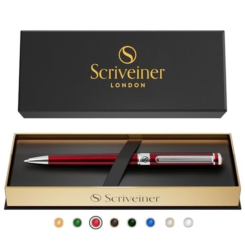 Luxury Deep Crimson Ballpoint Pen – Red Lacquer, Chrome Finish, Schmidt Refill,