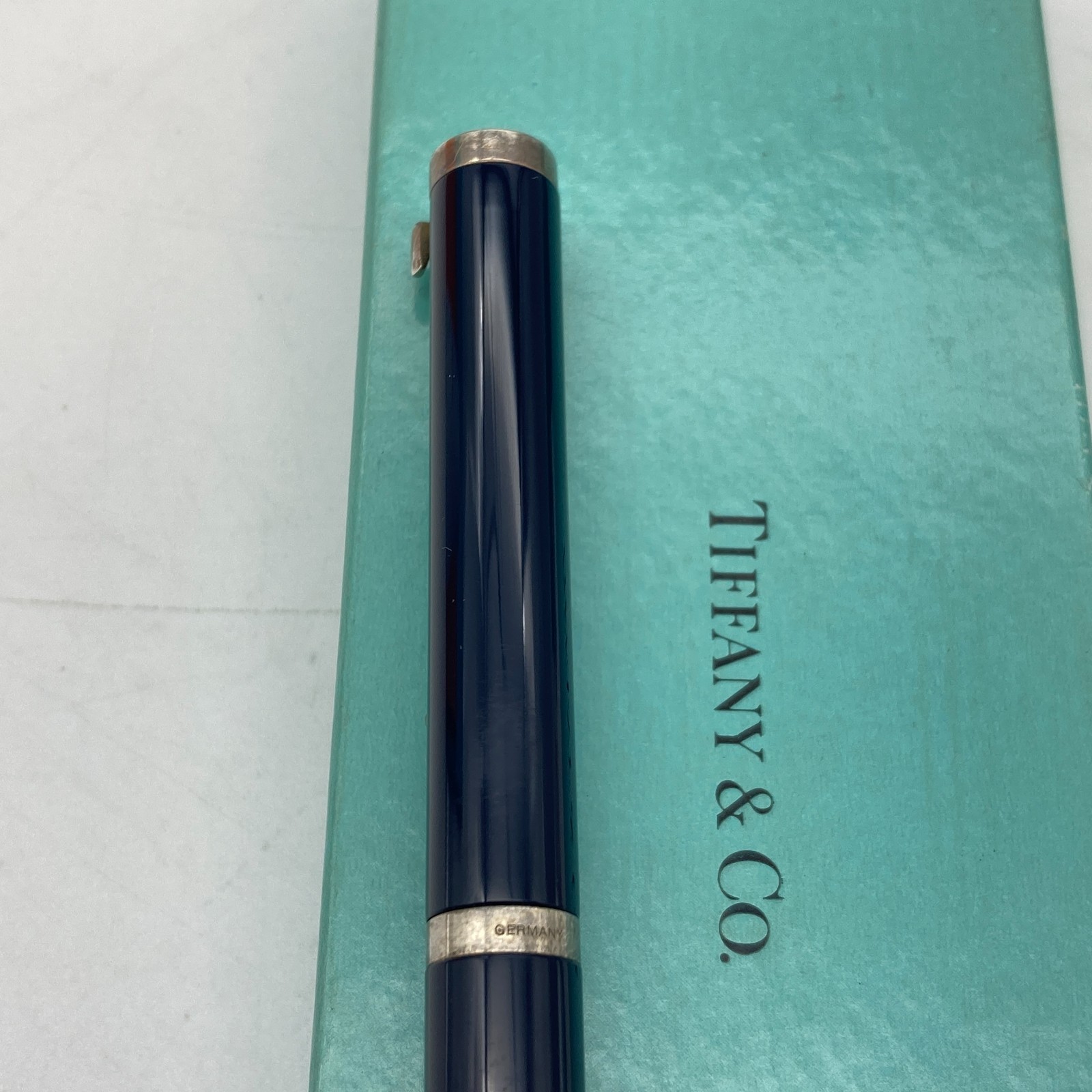 Tiffany & Co. Ballpoint Pen T Clip Navy Enamel Silver Black ink 31.4g