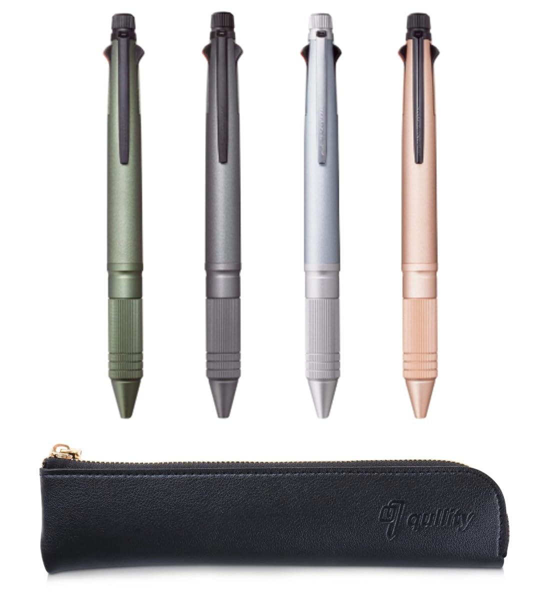 Multifunction 4-in-1 Metal Pen Set – Black, Red, Blue, Green & Mechanical Pencil