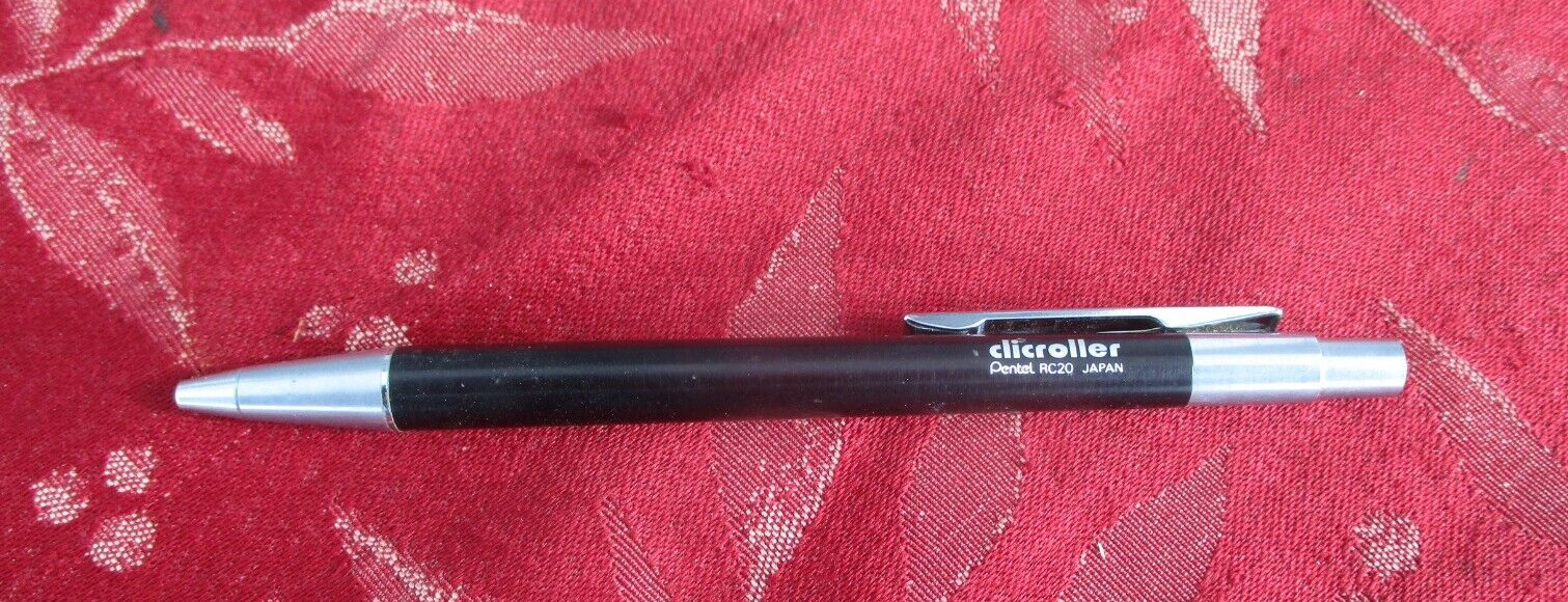 2-Pentel Clicroller Pens RC20 Black and RC30 Blue