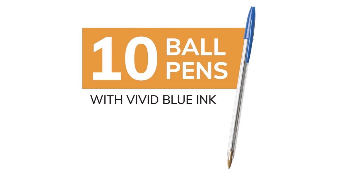 Bic Cristal Xtra Smooth Blue Ballpoint Pens 1.0M Medium Point 10 count Pack Of 2