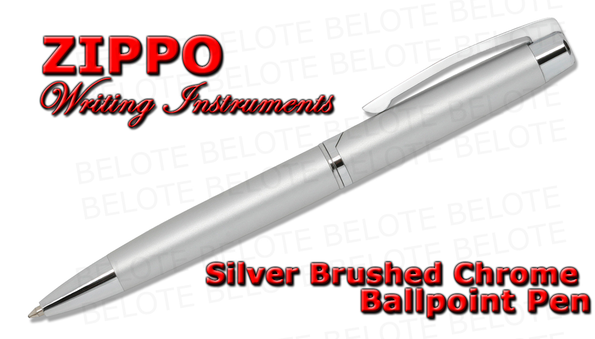 Zippo Silver Brushed Chrome Twist Action Ballpoint Pen 41119 B **NEW**