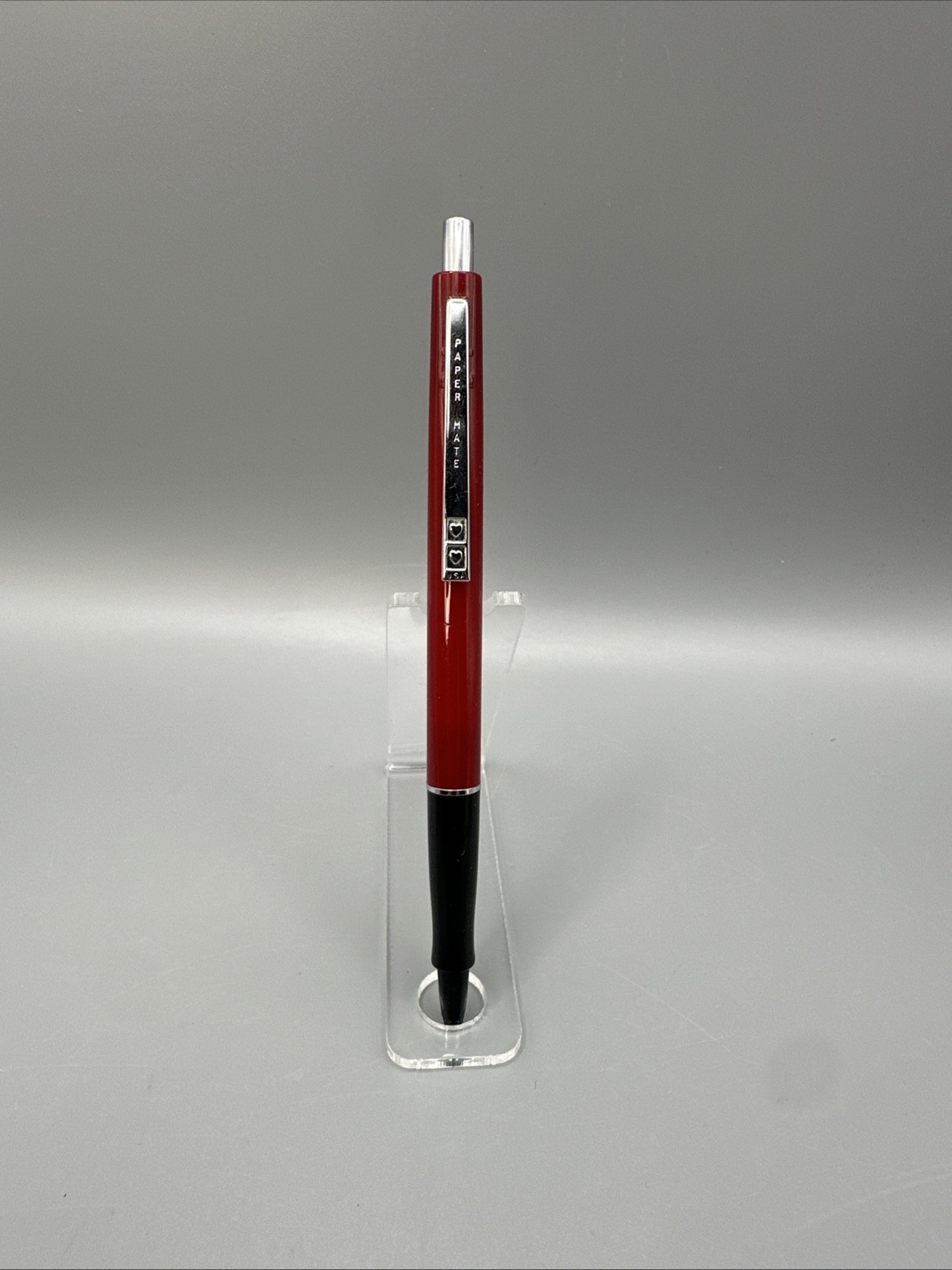 VTG Paper Mate Powerpoint Ball Pen Red Black Double Heart Tu Tone Rare 1385
