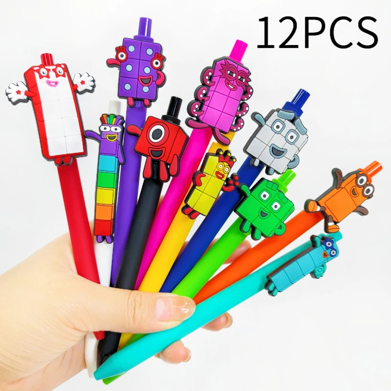 8PCS/12PCS Color Digital Building Block Ballpoint Pen, Block Building Ballpoint