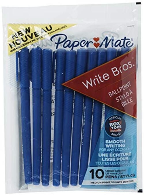 Paper Mate Write Bros Ballpoint Pens 10 Count (Pack of 1) Blue Medium Point