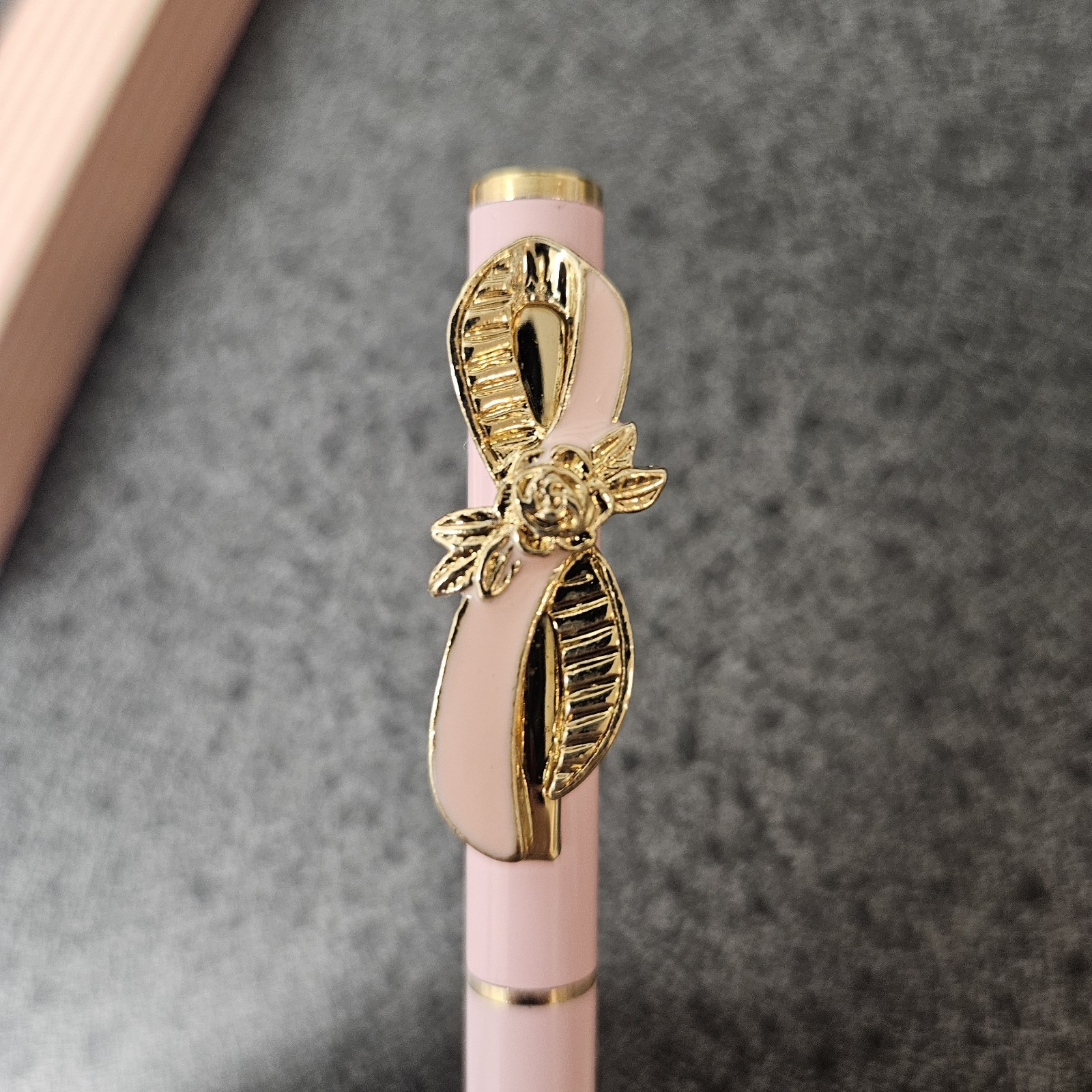 1995 Avon Breast Cancer Awareness Pink Ribbon Pen, Solid Brass Pen, Pink Enamel