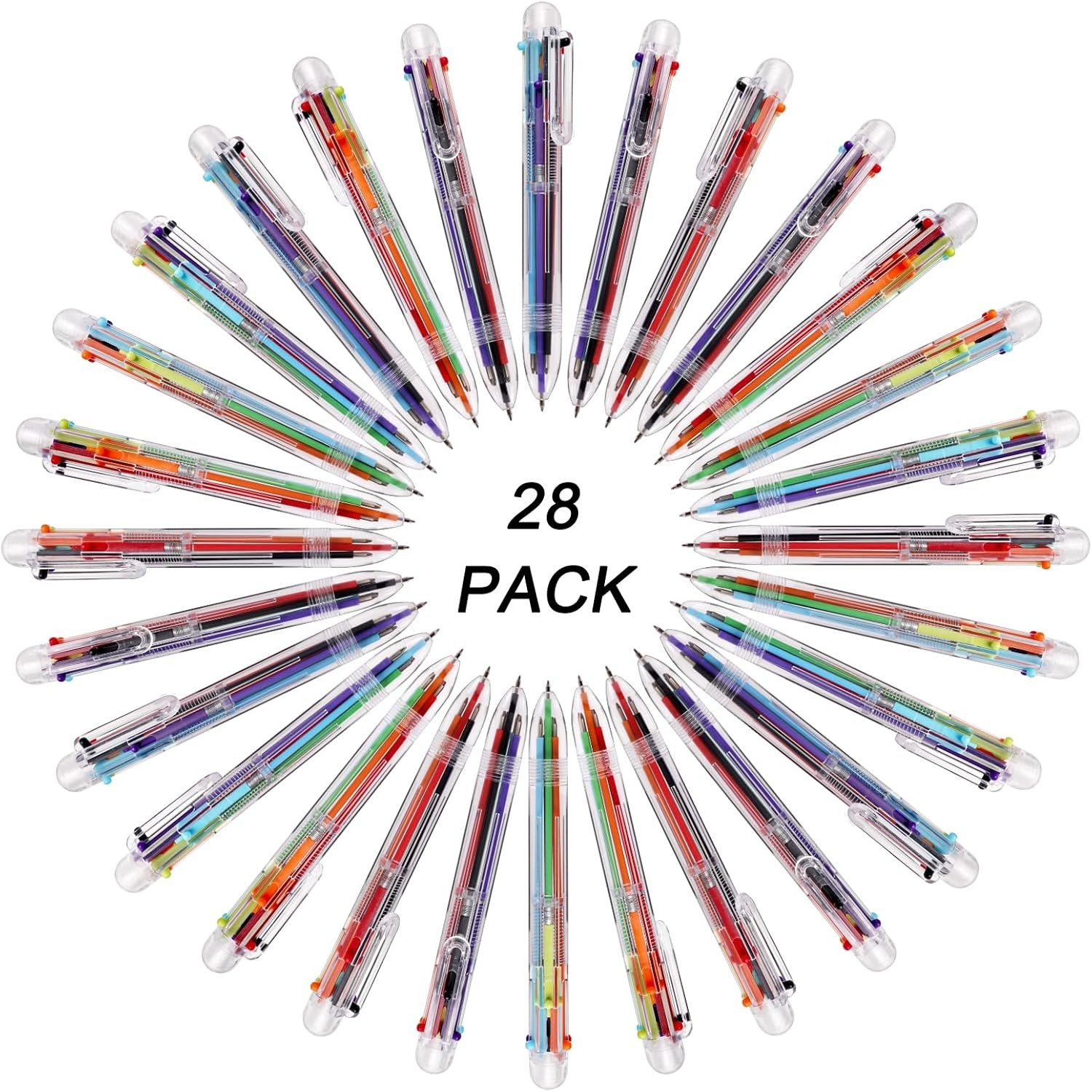 28 Retractable Multicolor Ballpoint Pens – Ideal for Home, School & Office