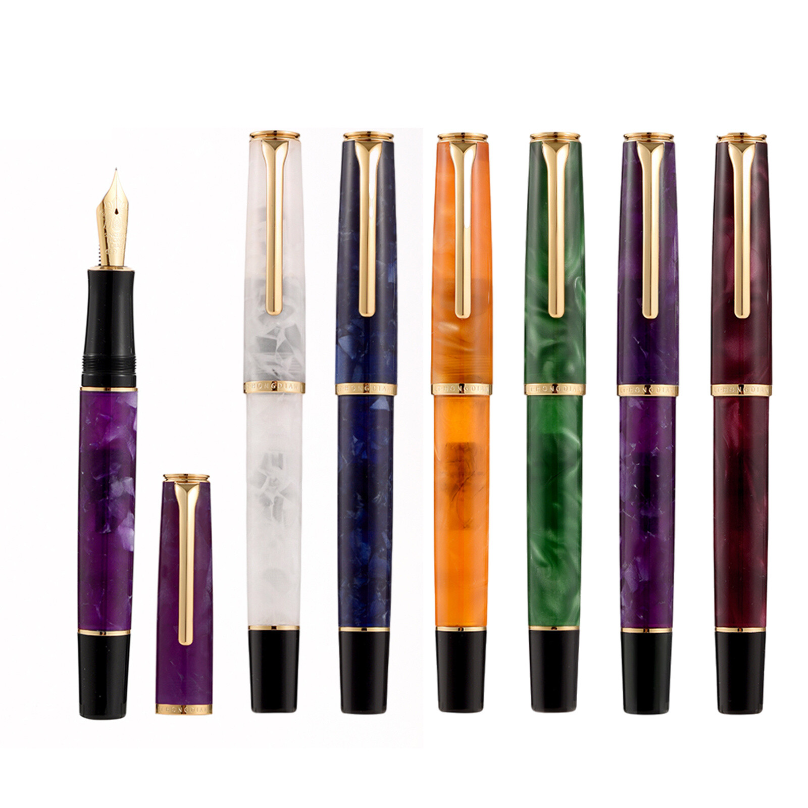 HongDian N12 Resin Fountain Pen, Extra Fine Nib Classic Pen Writing Pen Gift