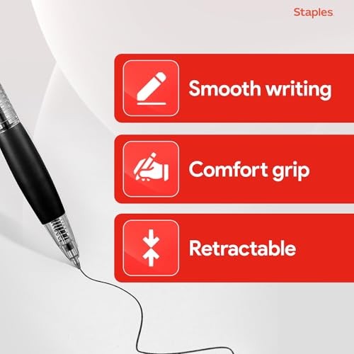 Retractable Ballpoint Pens, Fine Point, Black Ink – Smooth, Reliable 12 Pack