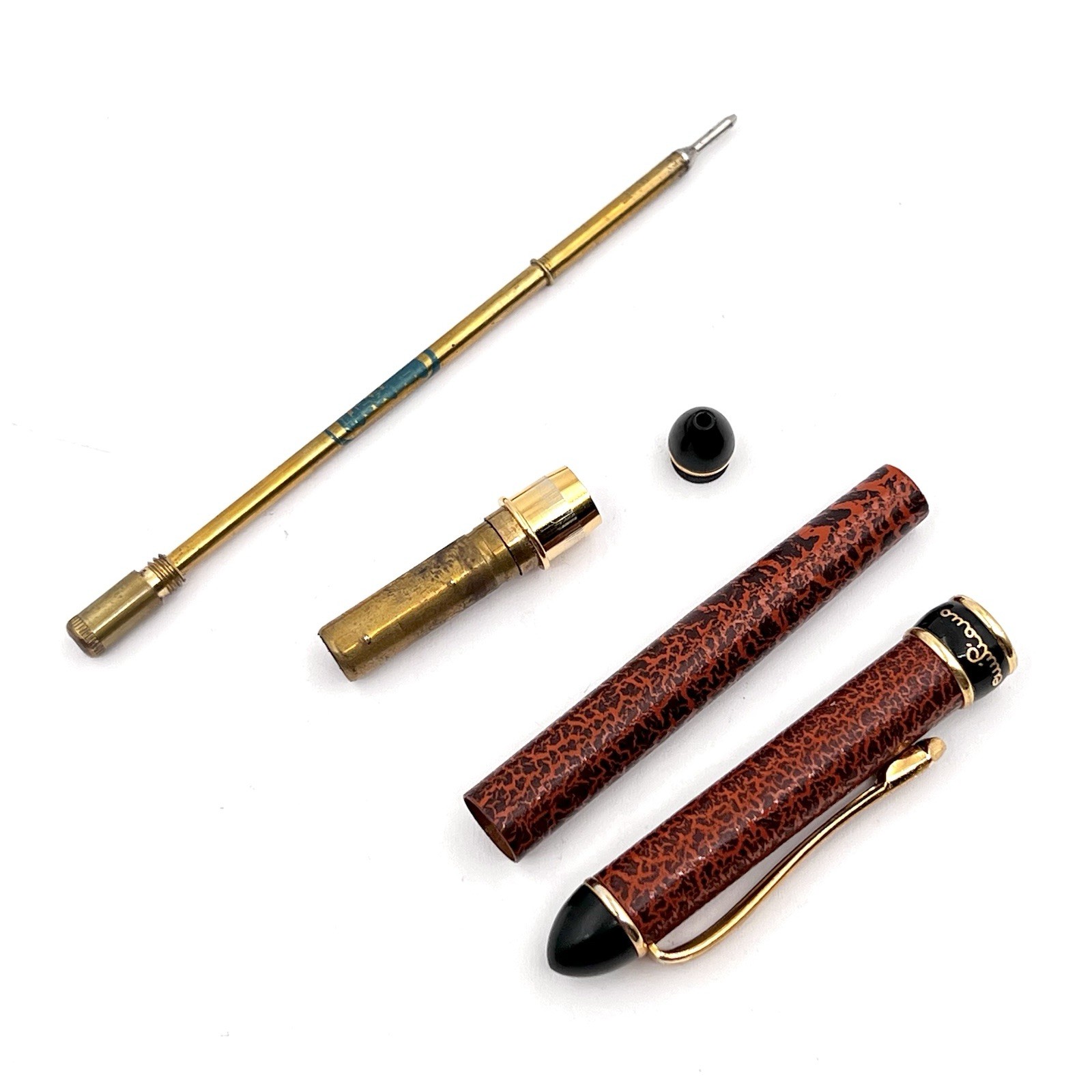 VTG Cesare Emiliano Italy Veined Red-Orange/Brown Ballpoint Pen