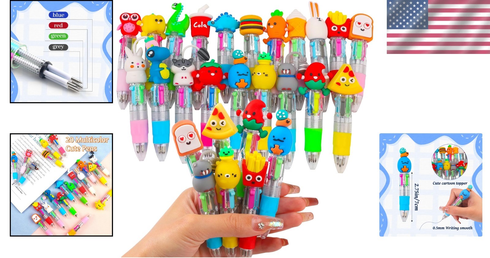 Adorable 20-Piece Mini Ballpoint Pens with 4 Colors – Perfect for Kids