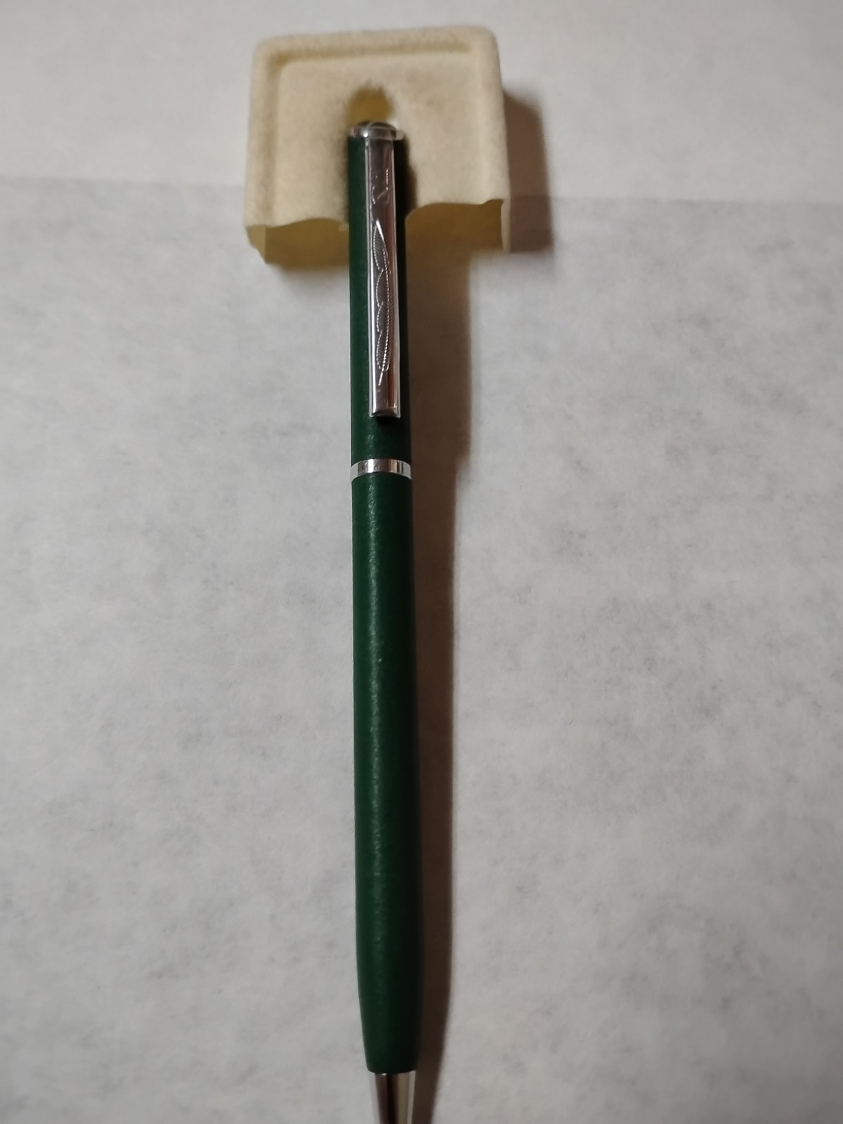 Vintage Quill Green Gold Trim Ballpoint Pen Made In USA Tested And Working#K4