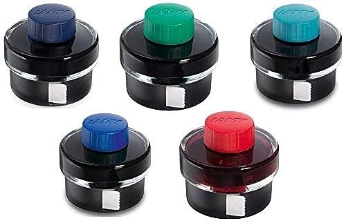 Lamy Ink Refill Color Variety Pack: Black/Blue Green Blue Turquoise and Red 50ml