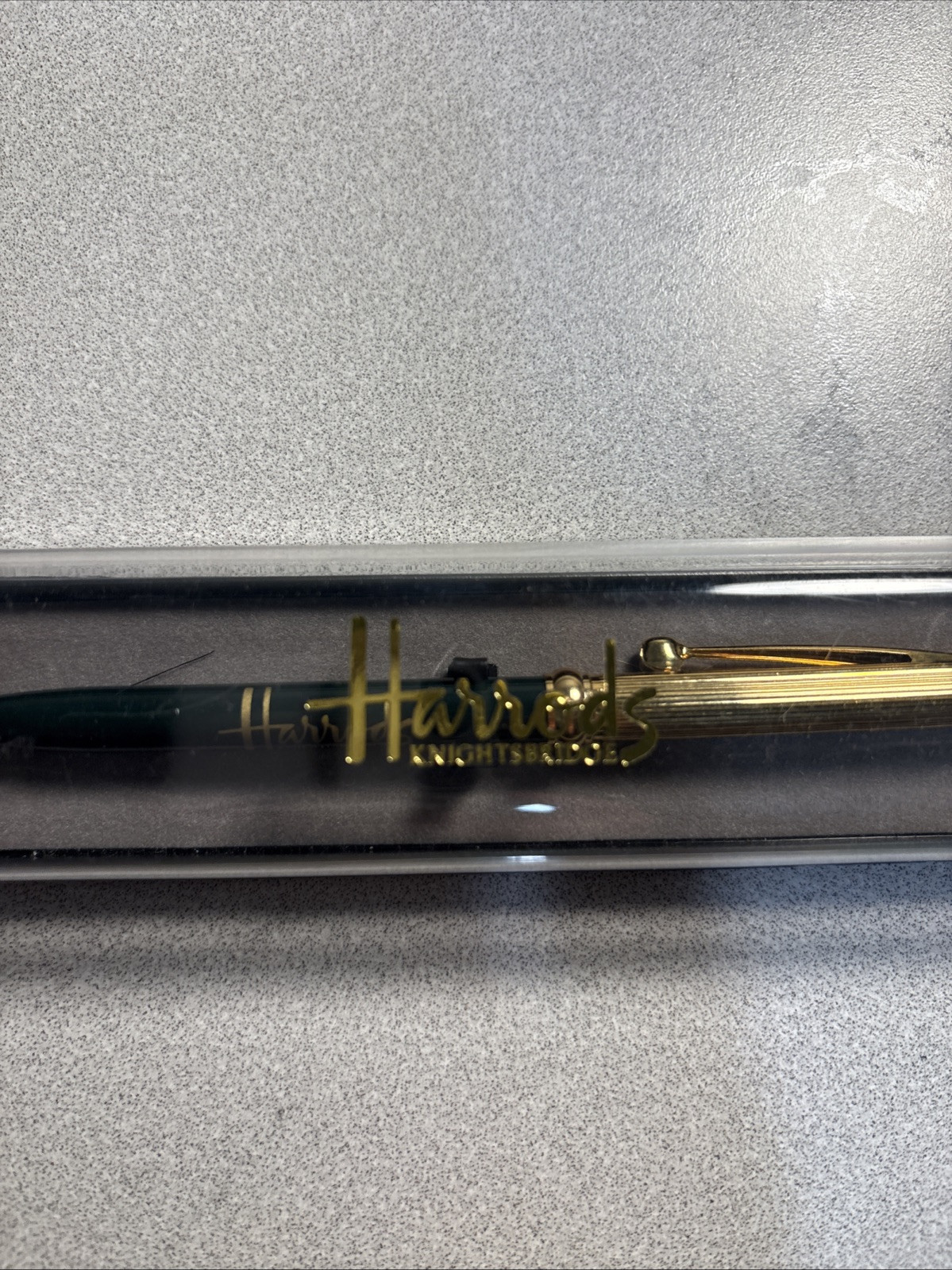 Harrods Knightsbridge VTG Ballpoint Pen Gold Cap & Trim Black Barrel No Ink