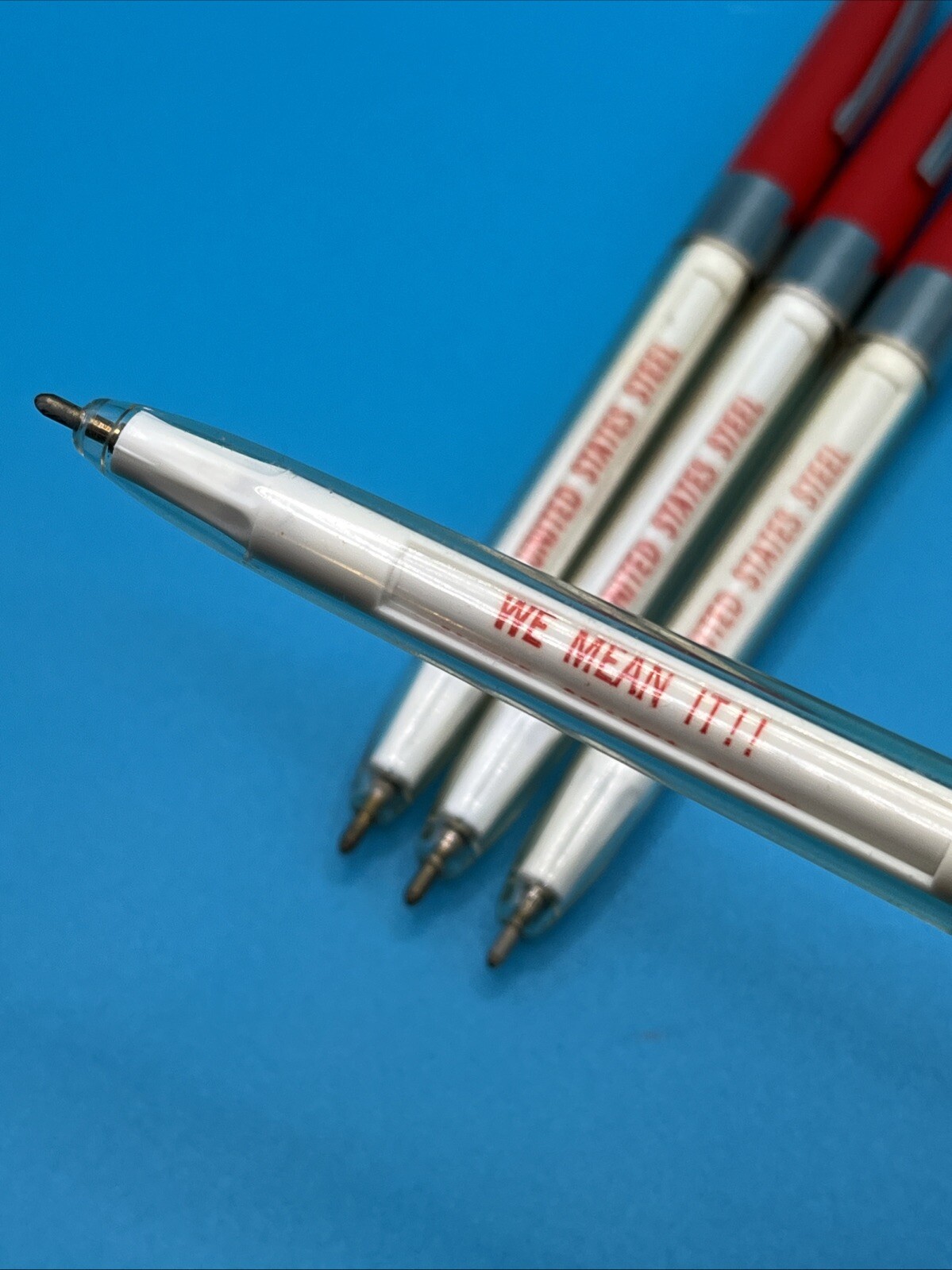 Vintage Advertising Pen United States Steel Any Pipe Any Time We Mean It Lot (4)