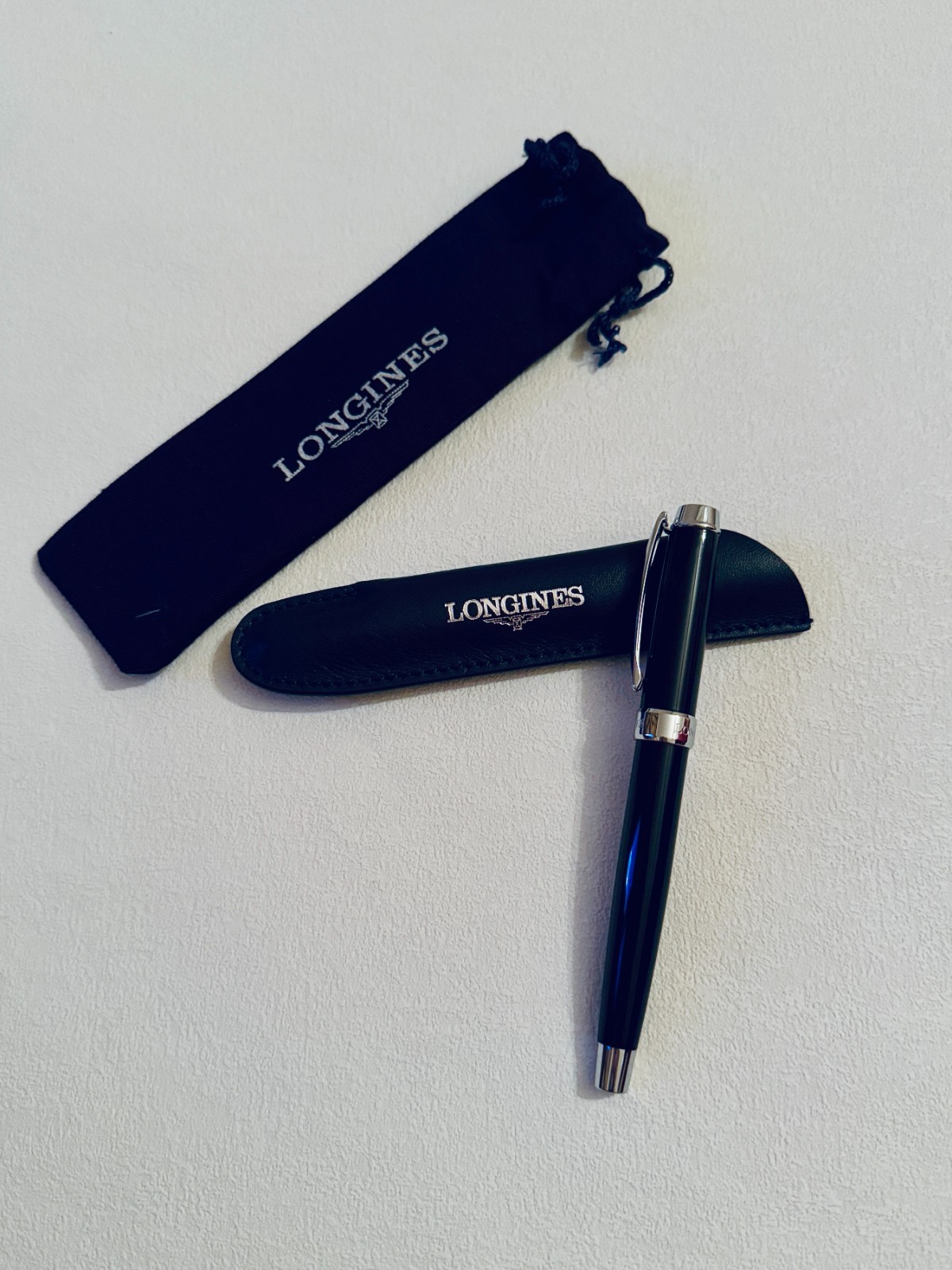 Longines Luxury Watch VIP Gift Executive Rollerball Pen Leather Pouch + Dust Bag