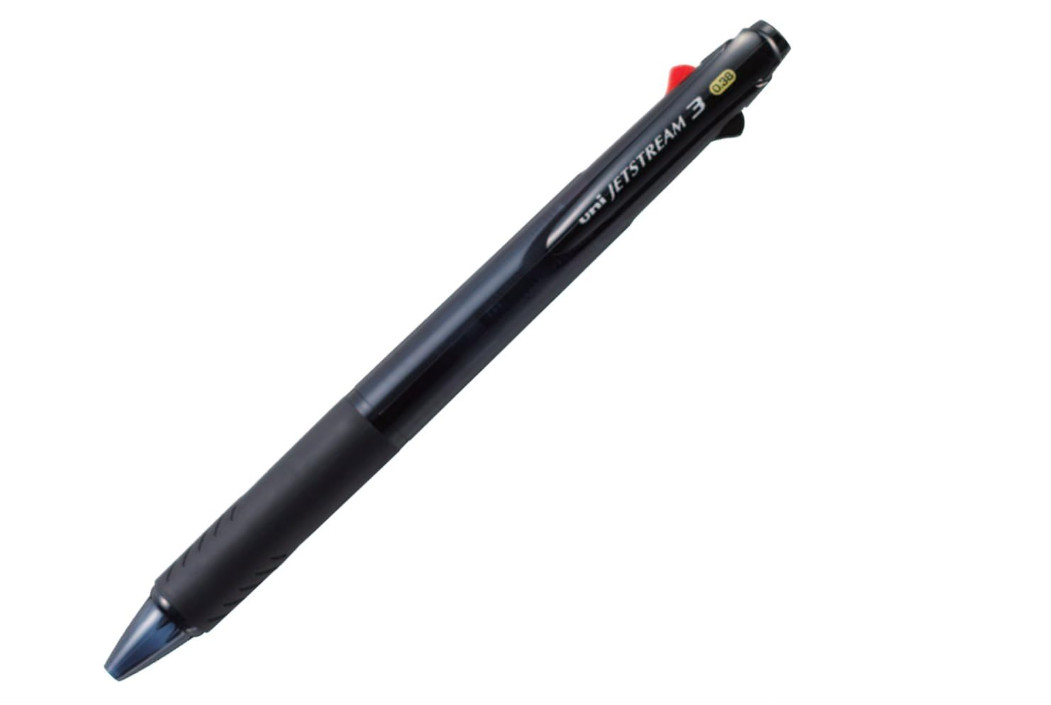 Ballpoint Pen 3 Color Black, Red, Blue Ink 0.38mm, Transparent Black