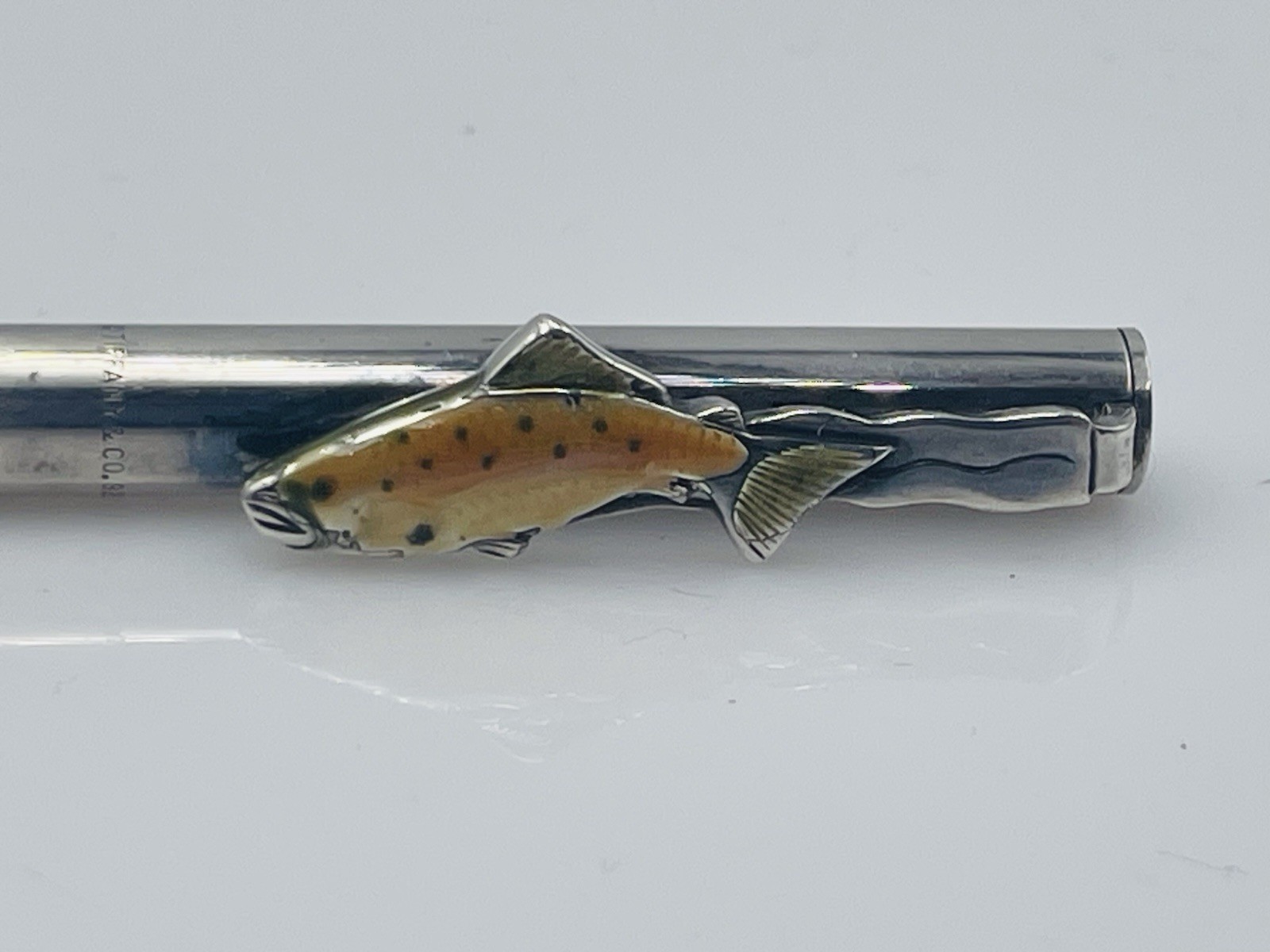 Tiffany & Co. Vintage Sterling Silver Enamel Fish Clip Ballpoint Pen