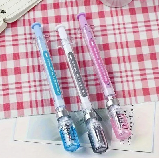 2Pcs Syringe Gel Pens Novelty Fun Ballpoint Nurse Doctor Student Gift