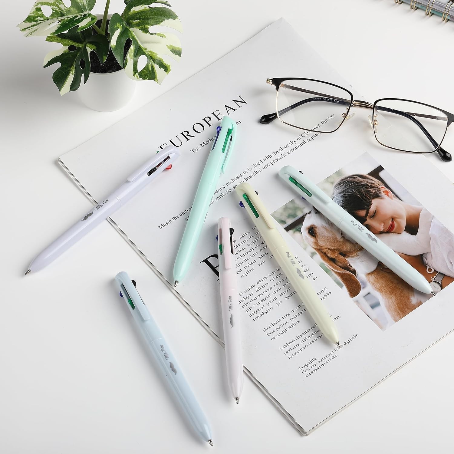 Ballpoint Pen 4-Way Multi Ink 6-Piece Set Journaling Note-Taking Planner