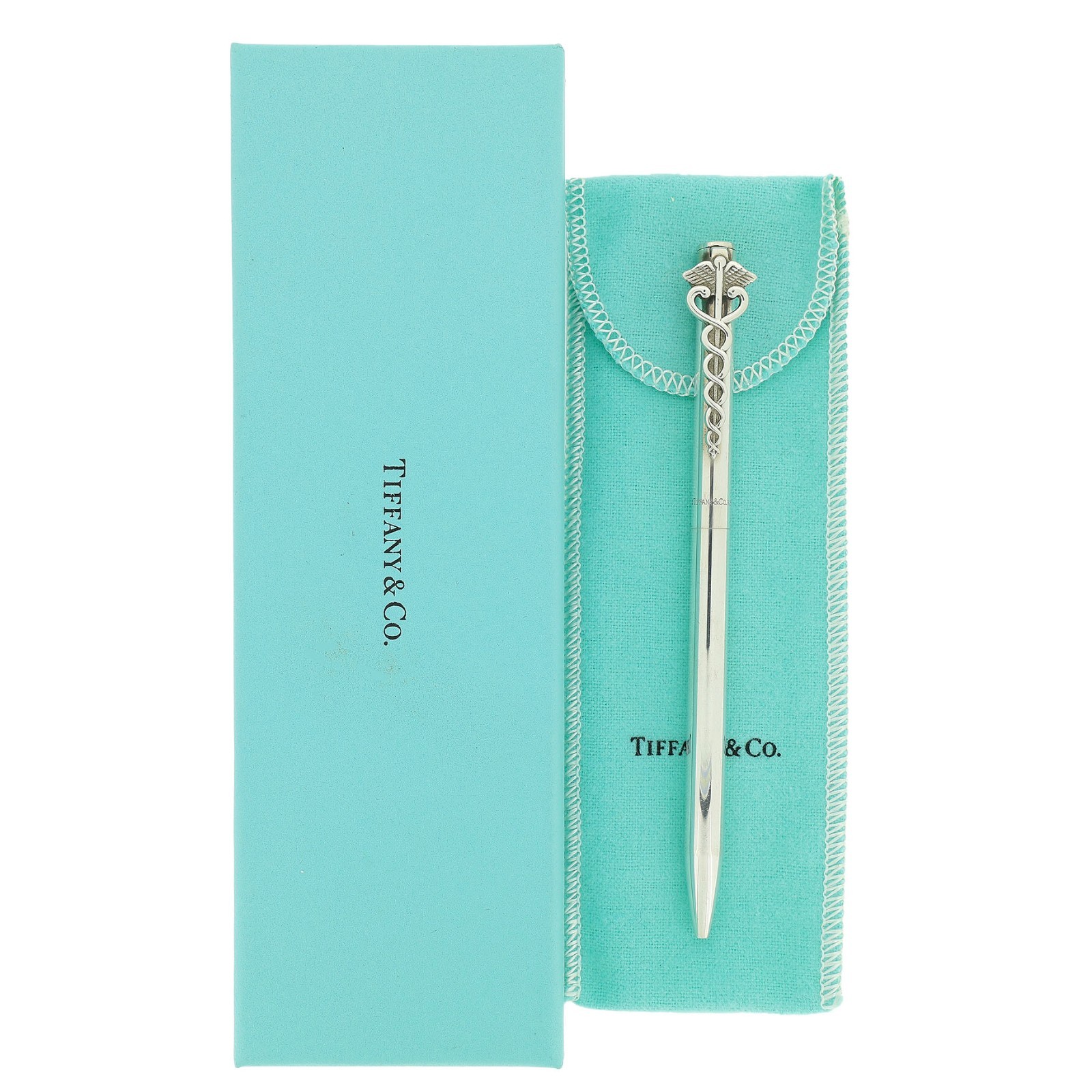 1990S TIFFANY & CO CADUCEUS MEDICAL DOCTOR / NURSE STERLING SILVER BALLPOINT PEN