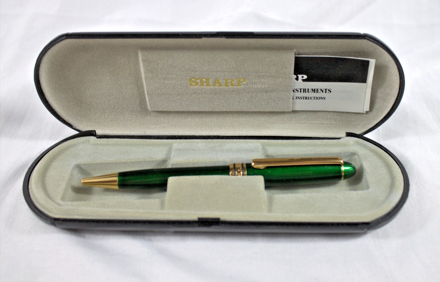 Vintage Sharp International Green enamel Gold Accent Twist Writing Pen