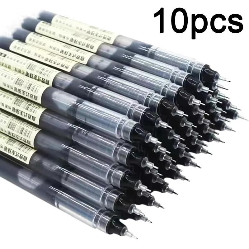 10pcs 0.5mm Gel Pens Needle Tip Smooth Ink School Office Stationery
