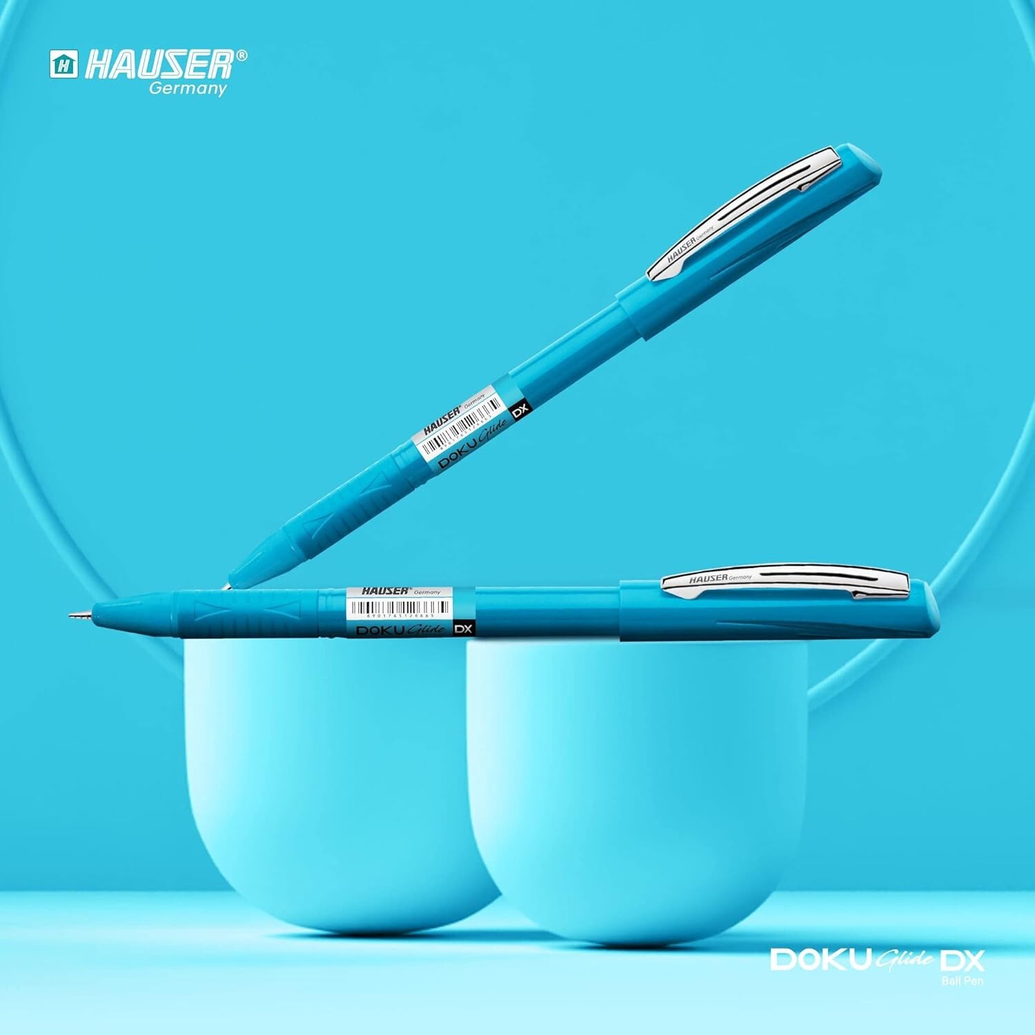 Hauser Doku Glide Ball Pen Box Pack | 0.7 mm Tip Size |Blue Ink, Pack of 10 Pens