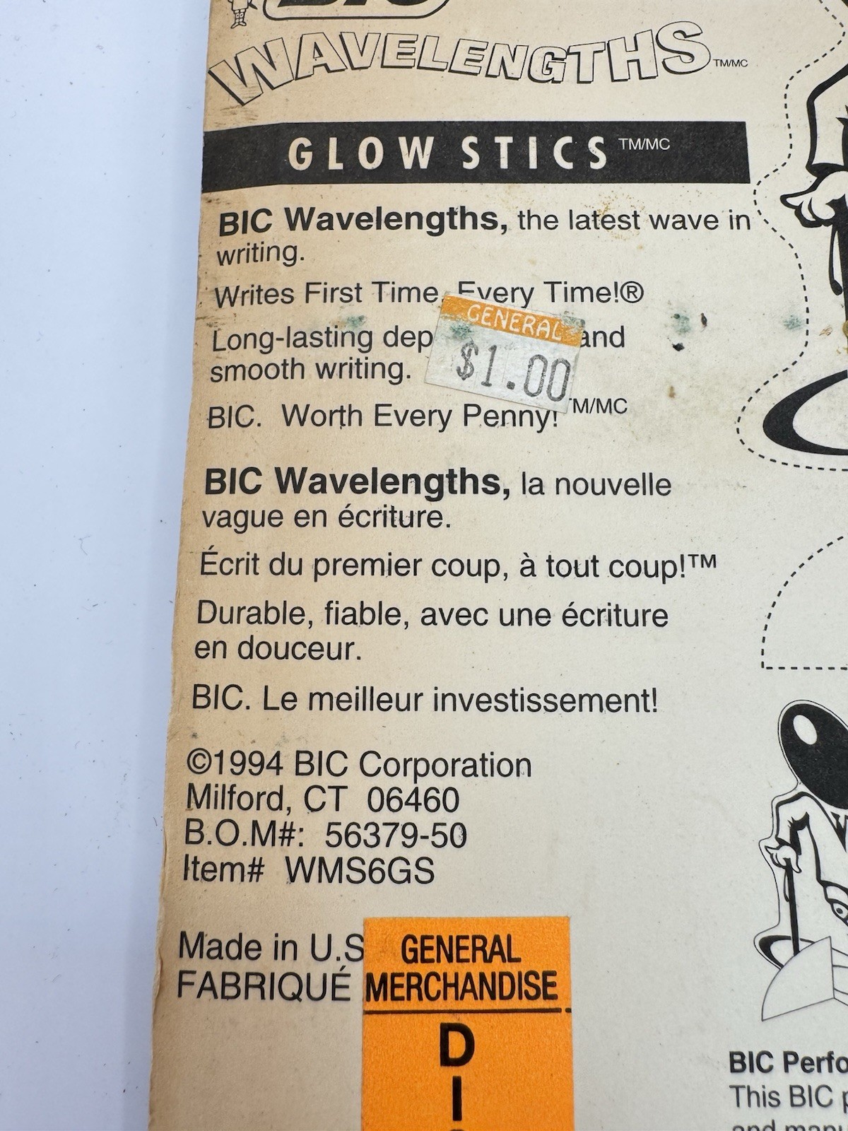 Vintage Bic Wavelengths Glow Stics Pens Stick Neon 90s Black Ballpoint USA