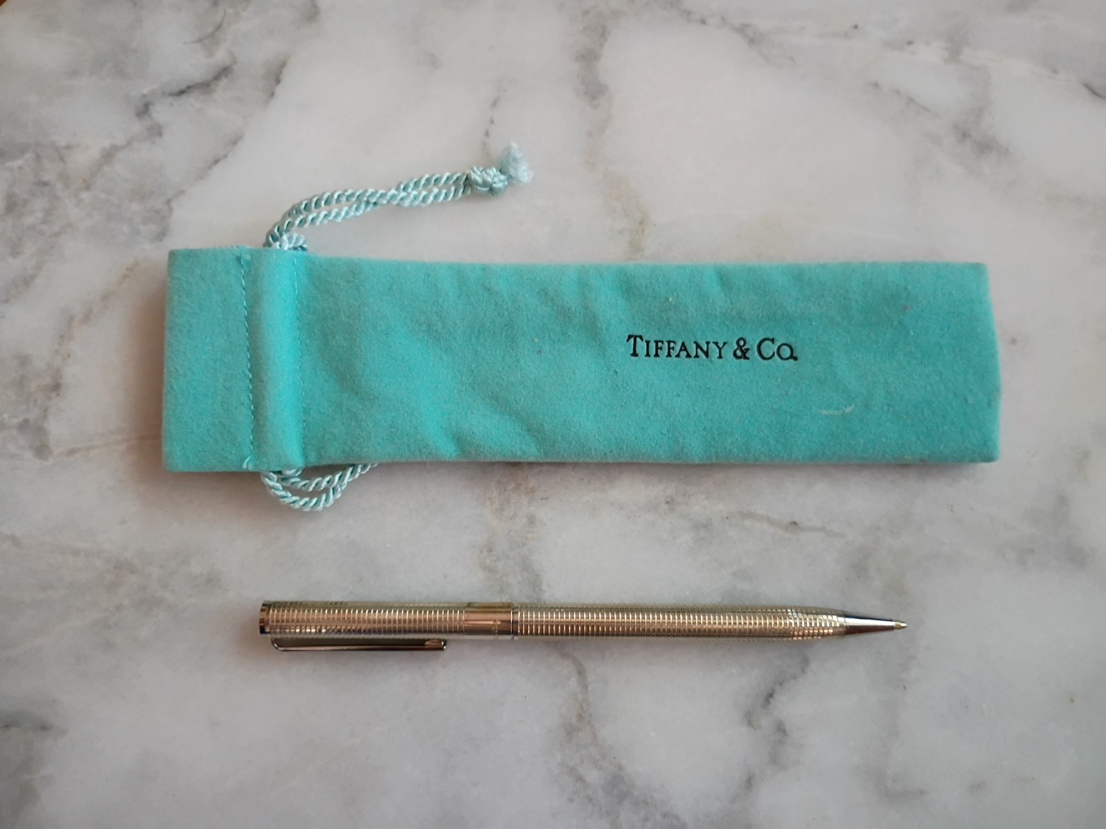 Tiffany & Co 925 Sterling Silver Random House Ballpoint Pen Vintage With Pouch
