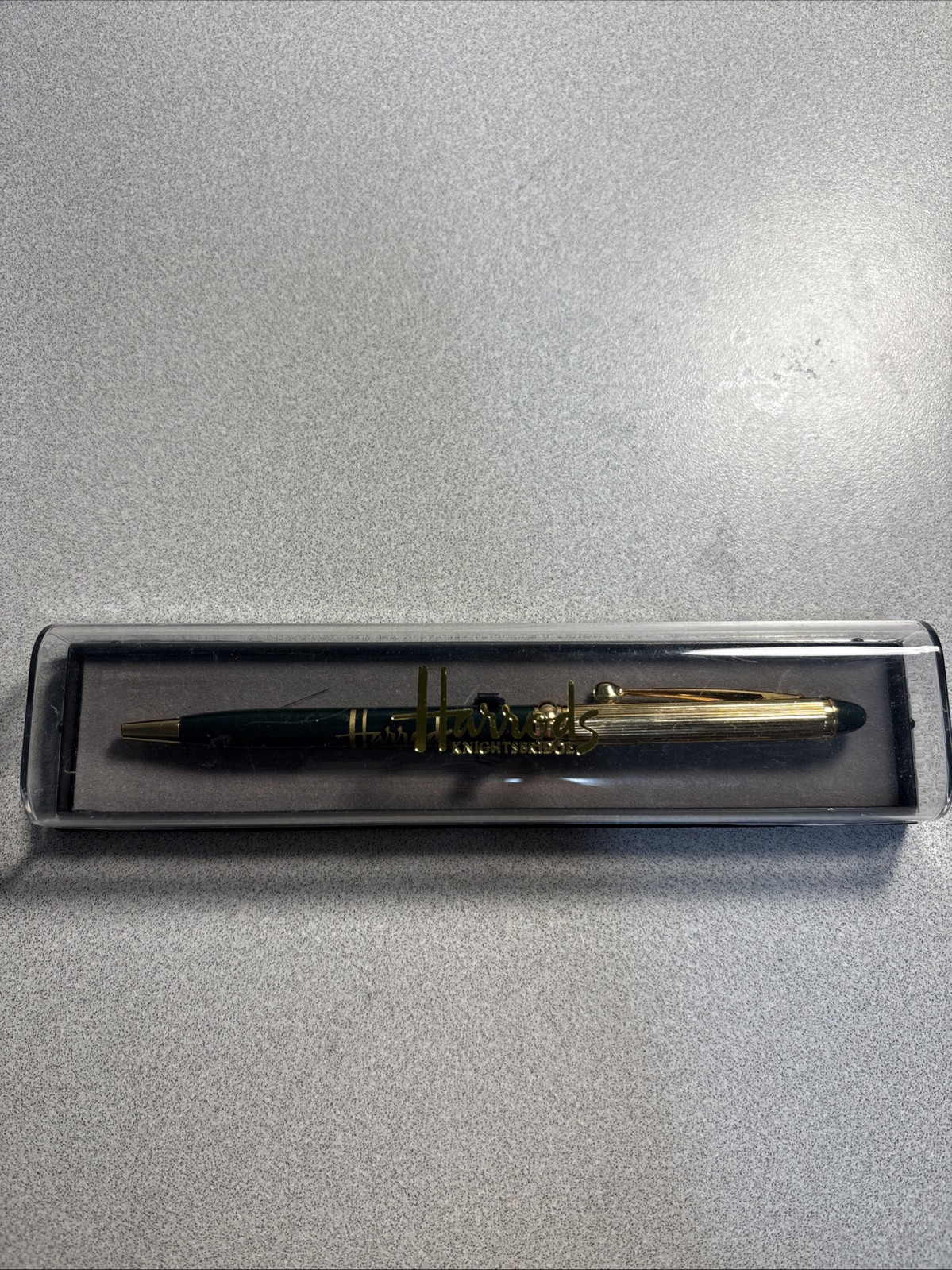 Harrods Knightsbridge VTG Ballpoint Pen Gold Cap & Trim Black Barrel No Ink