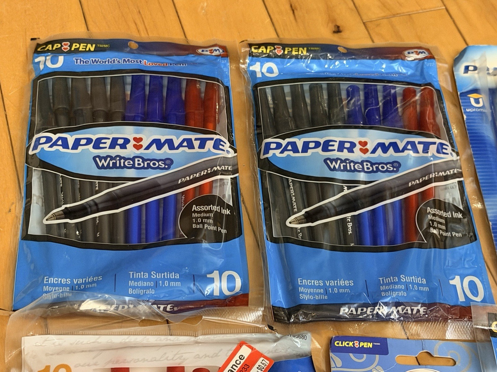 Papermate Lot 6 Packages Y2K Pens Red Blue Black Green Purple Eraser 2000s NOS