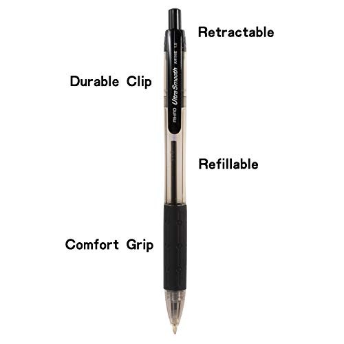 Ballpoint Pens Retractable Click Pens, 24 Pack 1.0mm Medium Point Smooth Black