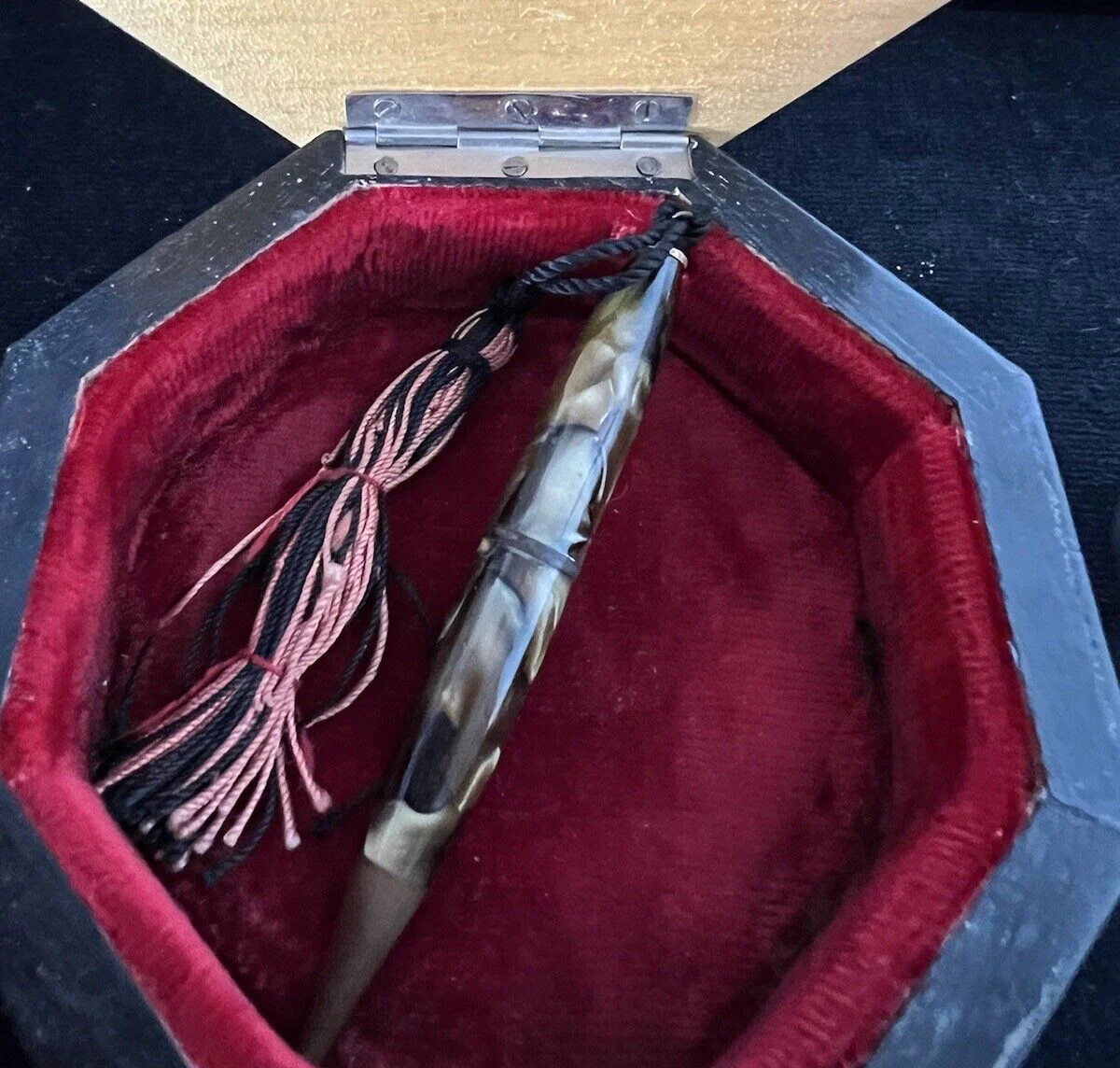 Celluloid Marbled Mechanical Pencil With Hook Charm Vintage 1930