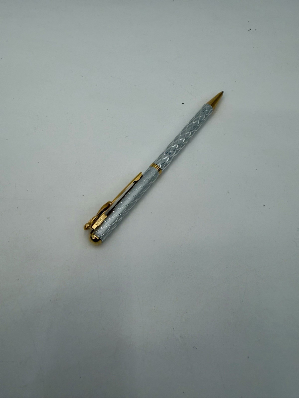Silver Wash Gold Trim Ball Point Pen Guardian Angel Pocket Clip W Box READ!!!
